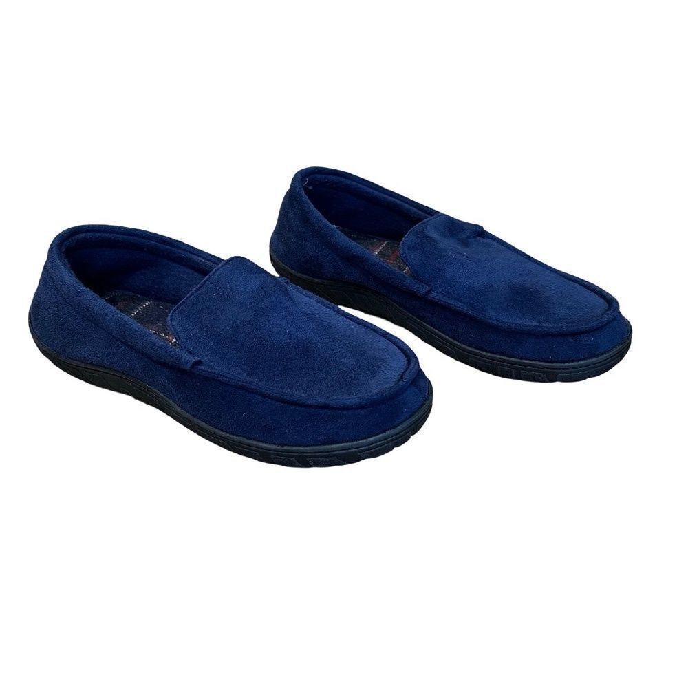 Mens Navy Blue Slippers Cushioned Foot Bed Size Large (9.5-10.5)